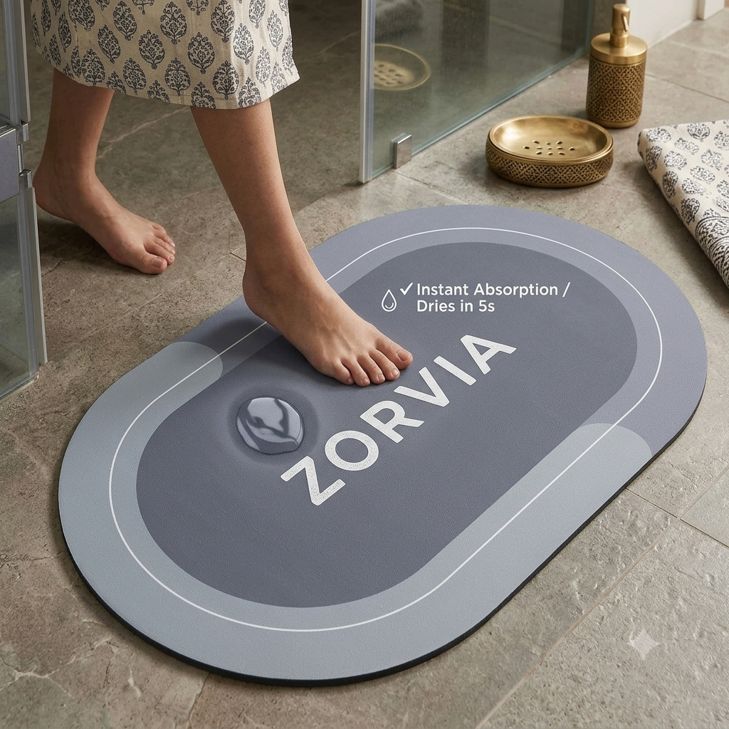 Zorvia™ Diatomaceous Earth Quick-Dry Bath Mat