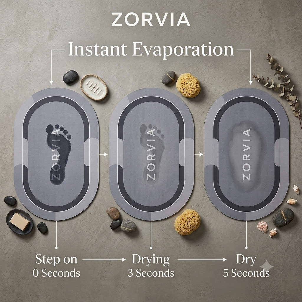 Zorvia™ Diatomaceous Earth Quick-Dry Bath Mat